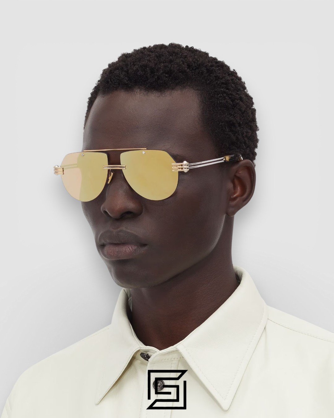⁦Bottega Veneta BV1342 001 Honey Lenses and Gold x Silver Frame Luxury Aviator Sunglasses⁩ - الصورة ⁦8⁩