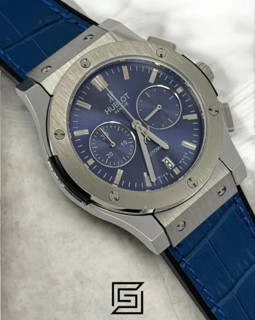 Men,Watches watches HUBLOT CLASSIC NEW - Blue Leather Band - Blue Dial - Silver Body Hublot