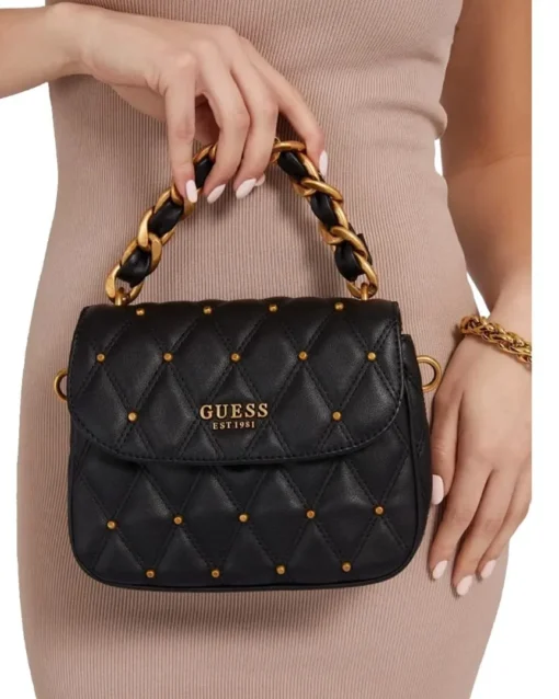 Bags,Leather,Women Guess leather Triana Studs Shoulder Bag Guess