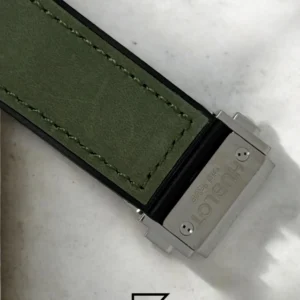 Men,Watches watches HUBLOT CLASSIC NEW - Green Chamois Band - Black Dial - Titanium Grey Body Hublot