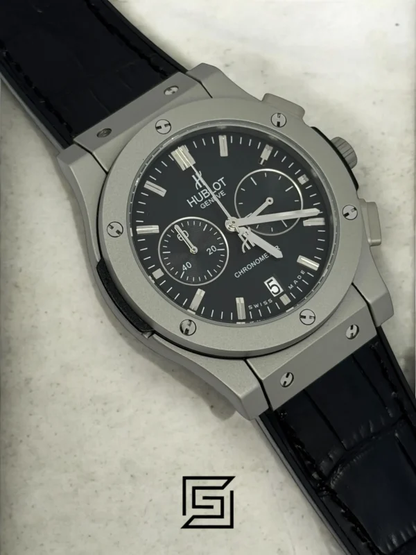 Men,Watches watches HUBLOT CLASSIC NEW - Black Leather Band - Black Dial - Grey Titanium Body Hublot