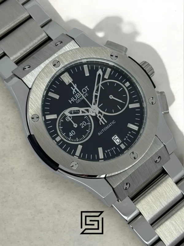 Men,Watches watches Hublot CLASSIC NEW - Silver Metal Band - Black Dial - Silver Body Hublot