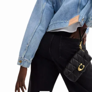 Bags,Leather,Women Coach leather Tabby Crossbody Wristlet With Pillow Quilting CP018 Black Coach