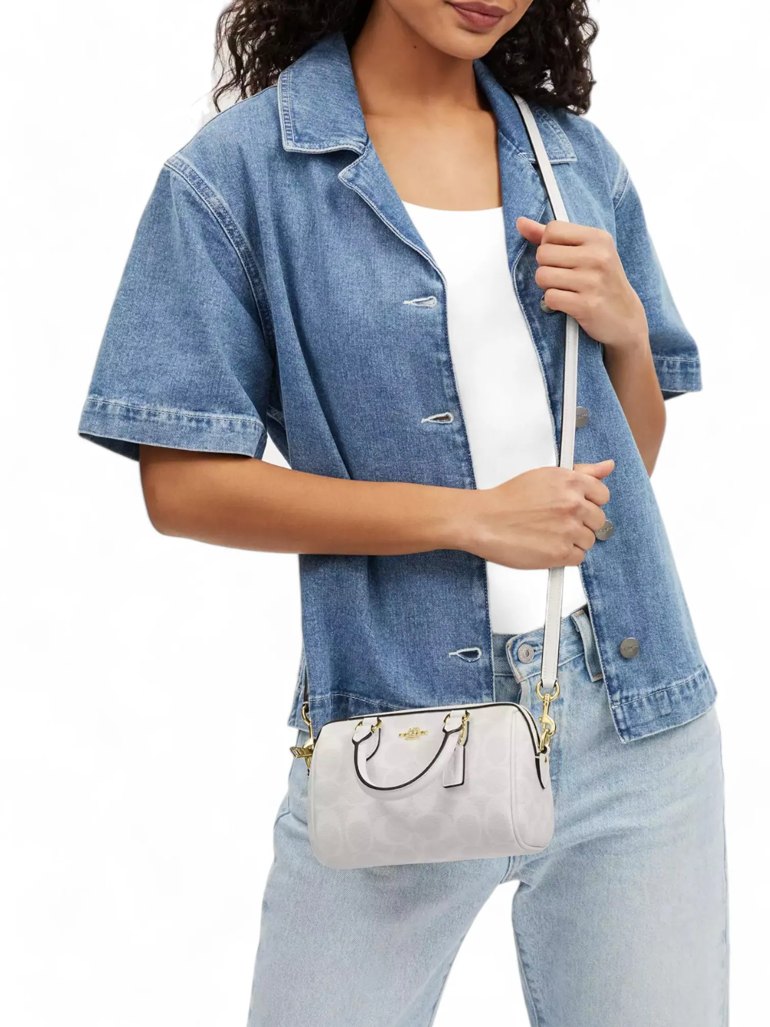 Bags,Leather,Women Coach leather Mini Rowan Crossbody In Signature Canvas CS183 Coach