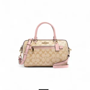 Bags,Leather,Women Coach leather Rowan Satchel In Signature Canvas Style No. F83607 PINK Coach