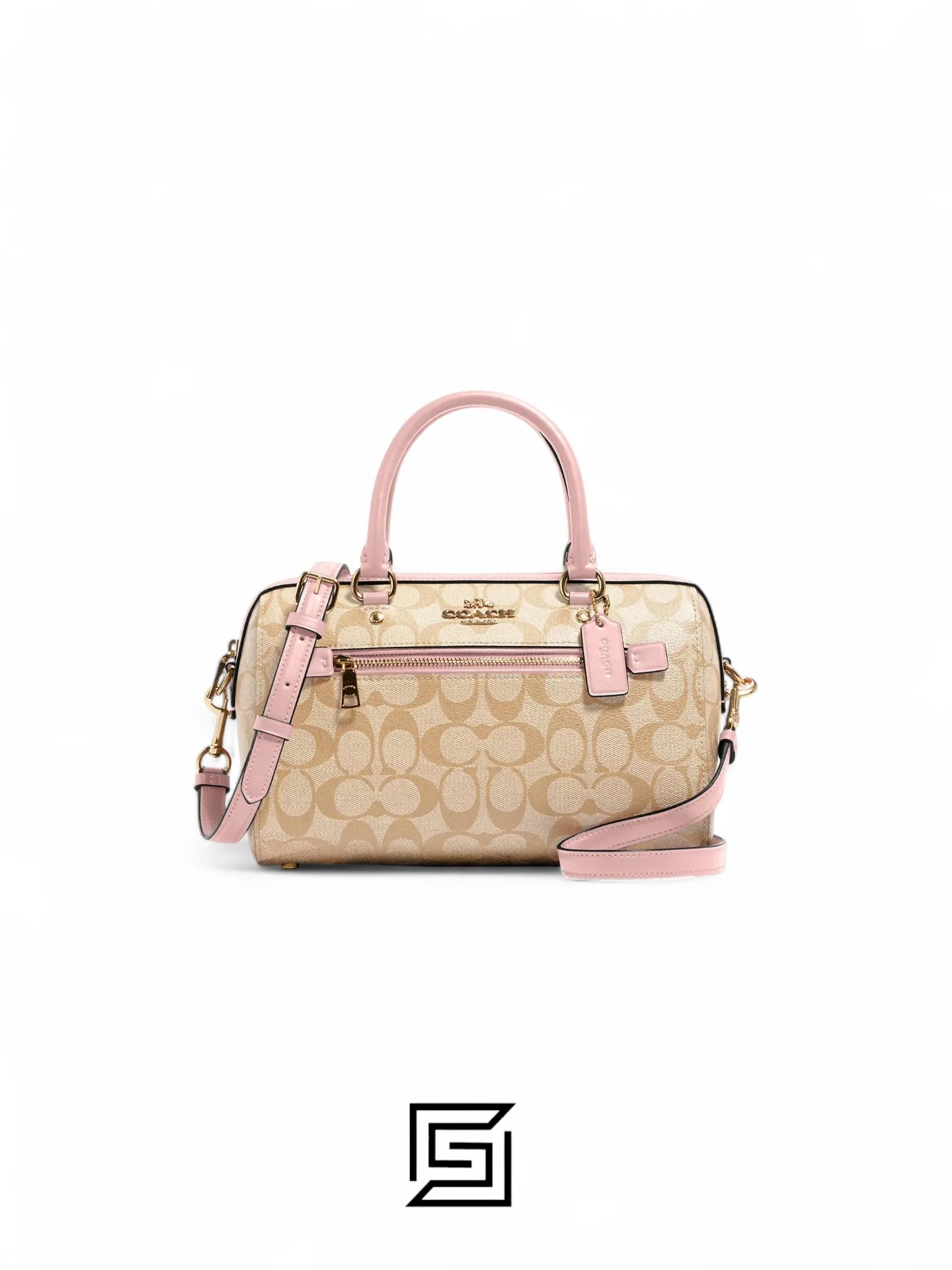 Bags,Leather,Women Coach leather Rowan Satchel In Signature Canvas Style No. F83607 PINK Coach
