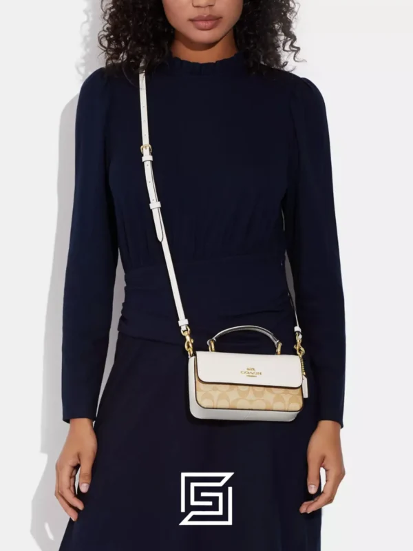 Bags,Leather,Women Mini Josie Top Handle Crossbody In Blocked Signature Canvas Style No. CC340 Coach