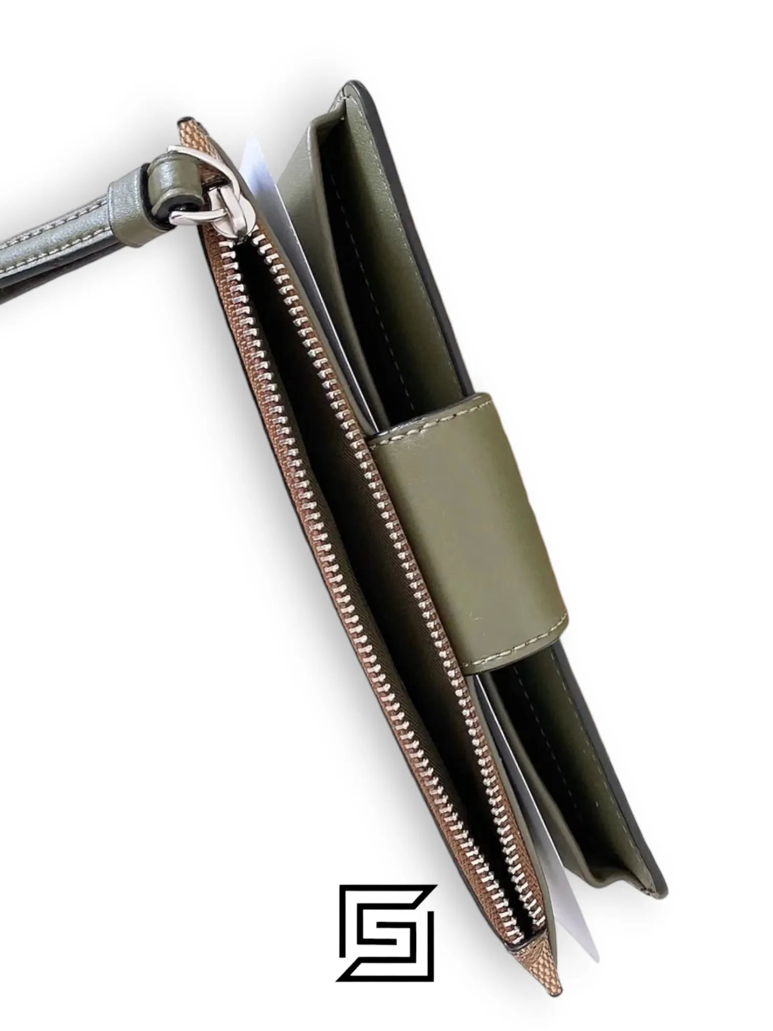 Leather,Wallets,Women Phone Wallet In Colorblock Signature Canvas Brown x Green Style No. C2874 Coach