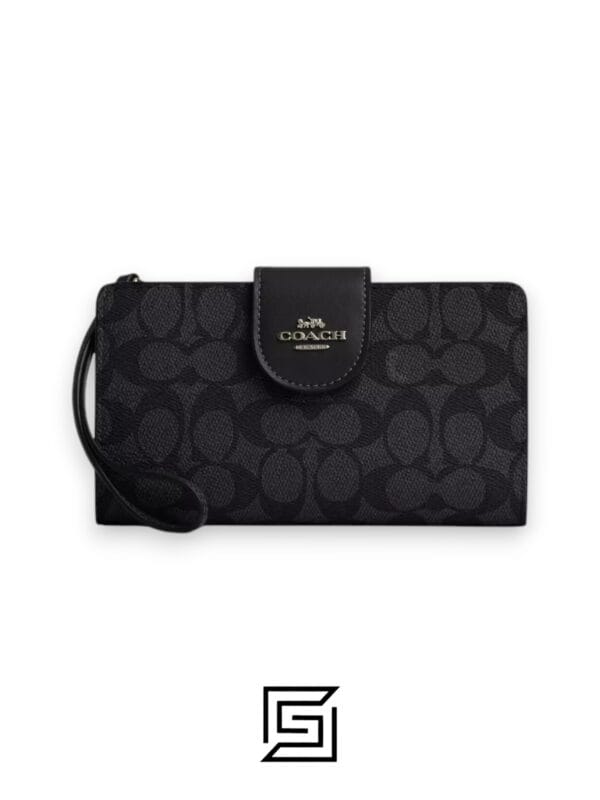 Leather,Wallets,Women Phone Wallet In Signature Canvas Grey CW780 Coach