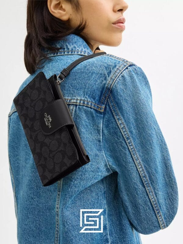 Leather,Wallets,Women Phone Wallet In Signature Canvas Grey CW780 Coach