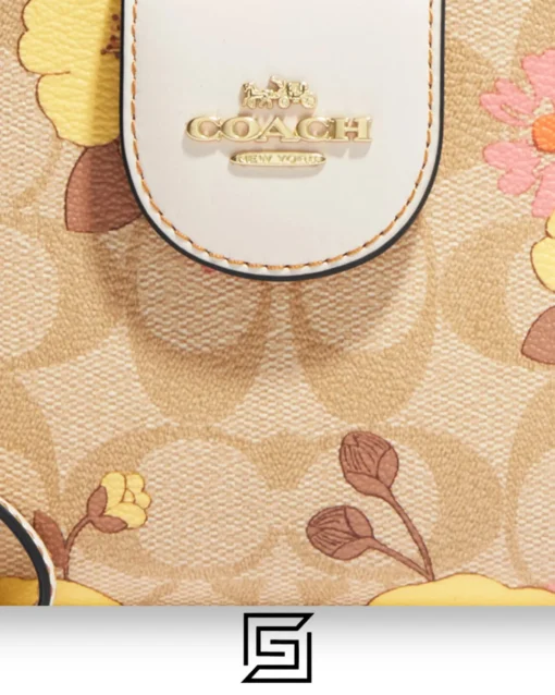 Leather,Wallets,Women Phone Wallet In Signature Canvas With Floral Cluster Print Style No. CH720 Coach