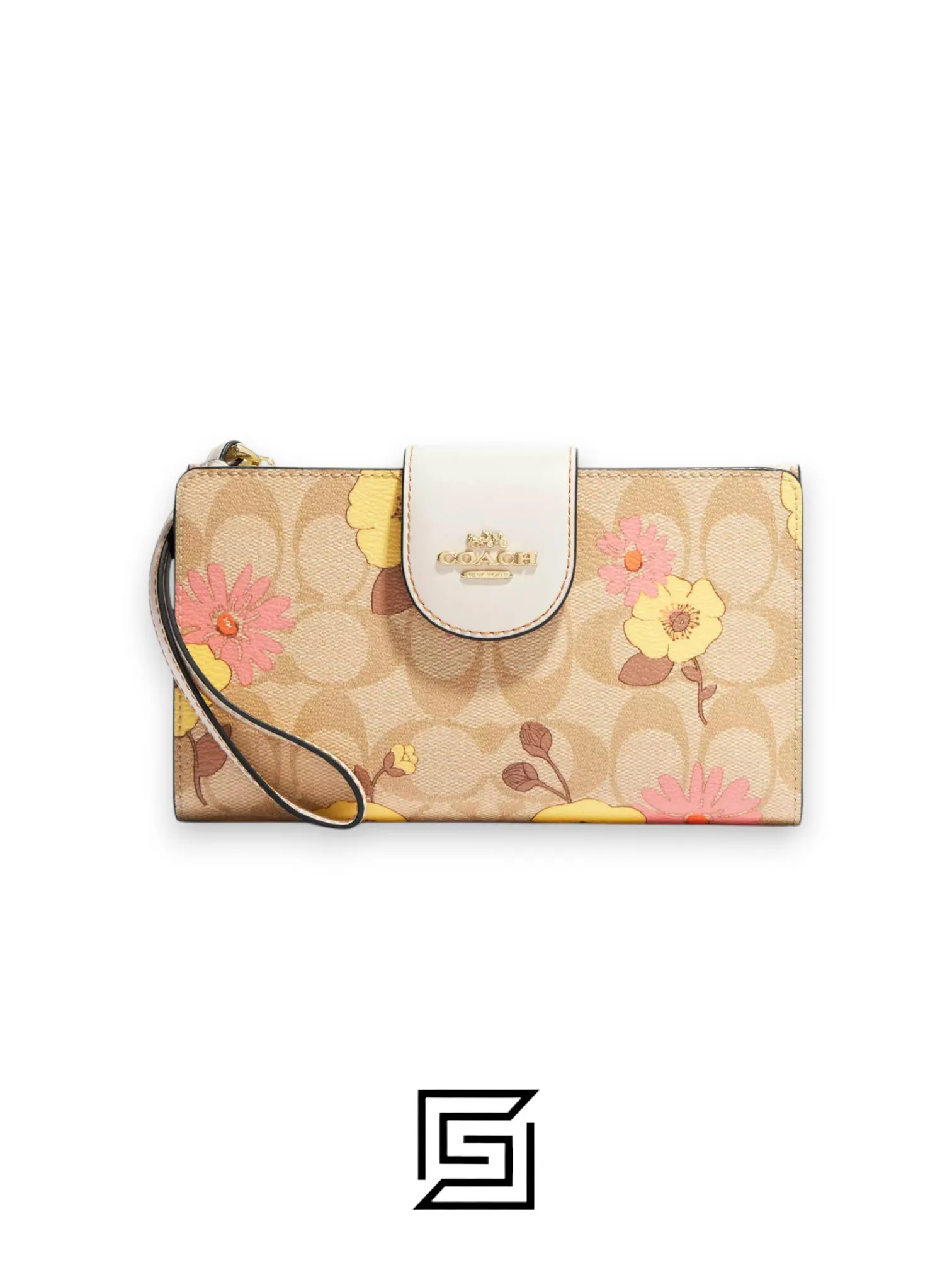 Leather,Wallets,Women Phone Wallet In Signature Canvas With Floral Cluster Print Style No. CH720 Coach