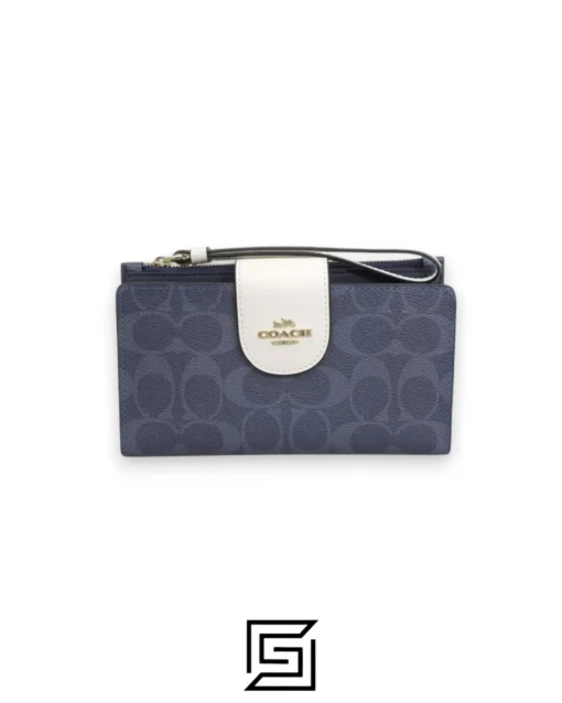 Leather,Wallets,Women Phone Wallet In Colorblock Signature Grey x White Style No. C2874 Coach