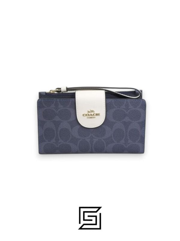 Leather,Wallets,Women Phone Wallet In Colorblock Signature Grey x White Style No. C2874 Coach