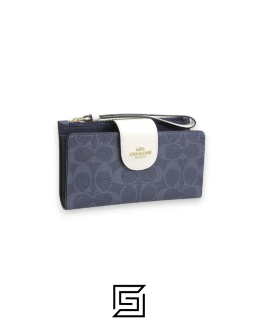 Leather,Wallets,Women Phone Wallet In Colorblock Signature Grey x White Style No. C2874 Coach