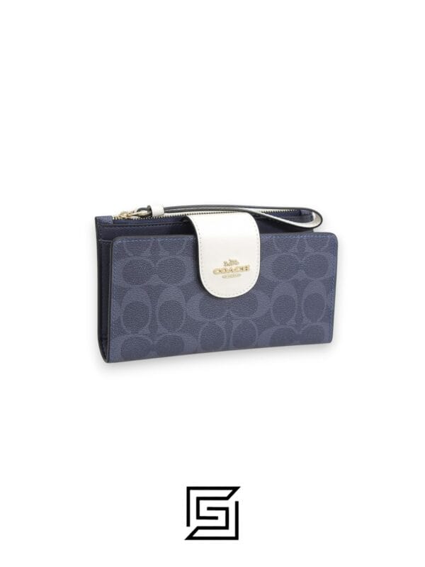 Leather,Wallets,Women Phone Wallet In Colorblock Signature Grey x White Style No. C2874 Coach