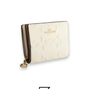 Leather,Wallets,Women Snap Wallet In Signature Canvas C6942 White Coach