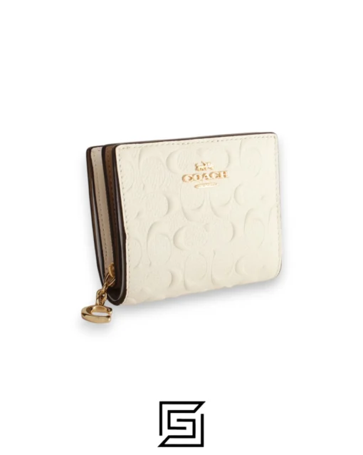 Leather,Wallets,Women Snap Wallet In Signature Canvas C6942 White Coach