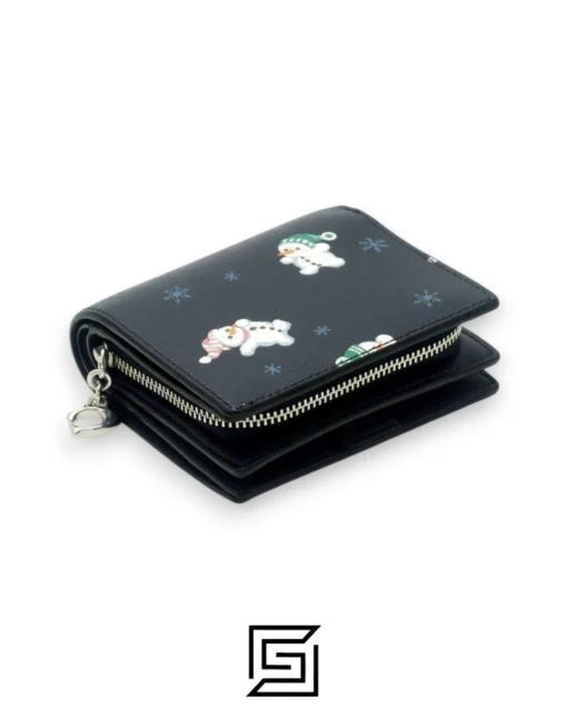 Leather,Wallets,Women Snap Wallet With Snowman Print Style C6941 Coach