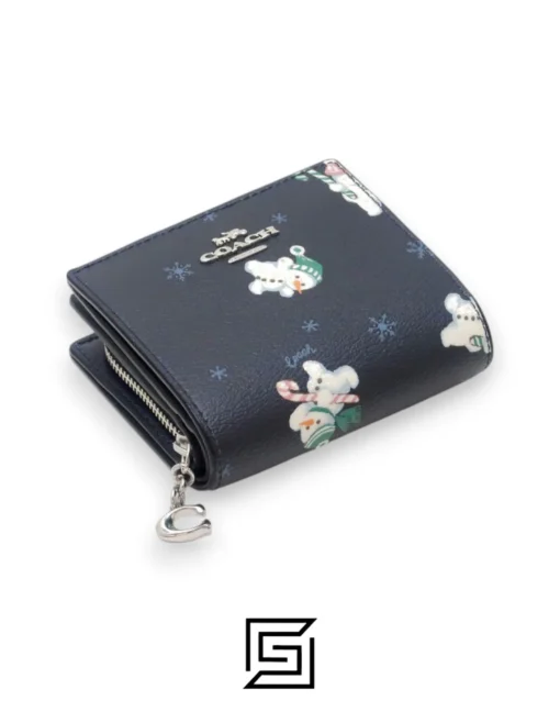 Leather,Wallets,Women Snap Wallet With Snowman Print Style C6941 Coach
