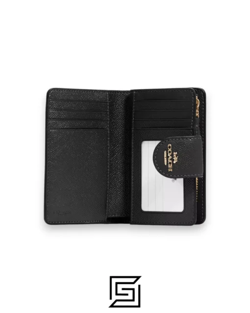 Leather,Wallets,Women Medium Corner Zip Wallet Style Number 6390 Black Coach