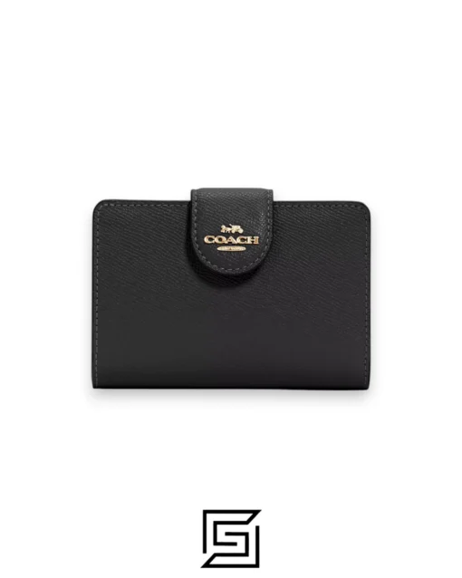 Leather,Wallets,Women Medium Corner Zip Wallet Style Number 6390 Black Coach