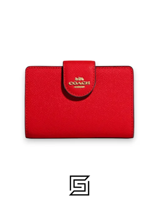 Leather,Wallets,Women Medium Corner Zip Wallet Style Number 6390 Red Coach