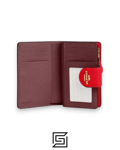 Leather,Wallets,Women Medium Corner Zip Wallet Style Number 6390 Red Coach