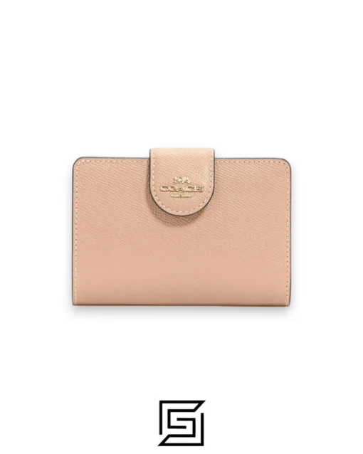 Leather,Wallets,Women Medium Corner Zip Wallet Style Number 6390 Khaki Coach