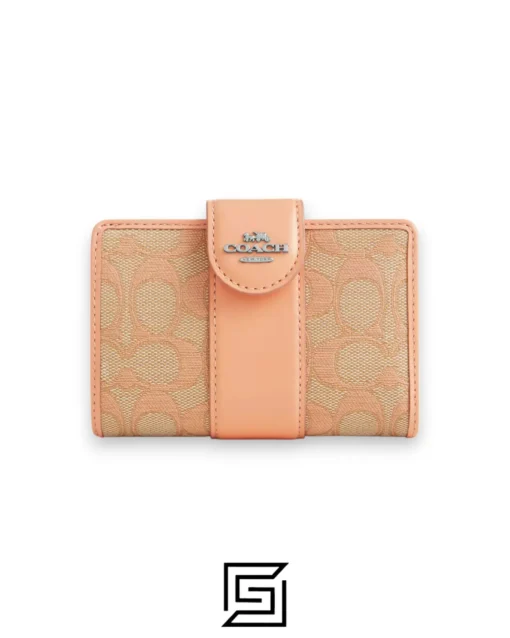 Leather,Wallets,Women Medium Corner Zip Wallet In Signature Jacquard Style Number CT922 Orange Coach