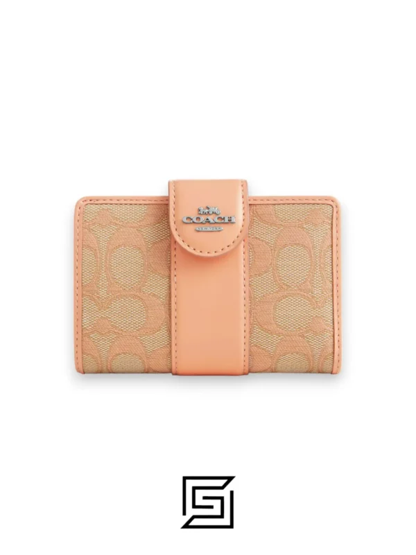 Leather,Wallets,Women Medium Corner Zip Wallet In Signature Jacquard Style Number CT922 Orange Coach
