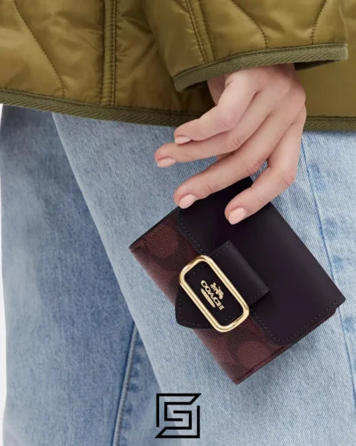 Collection,Leather,Wallets,Women Small Morgan Wallet Signature Canvas Style No. CM263 Marron Coach