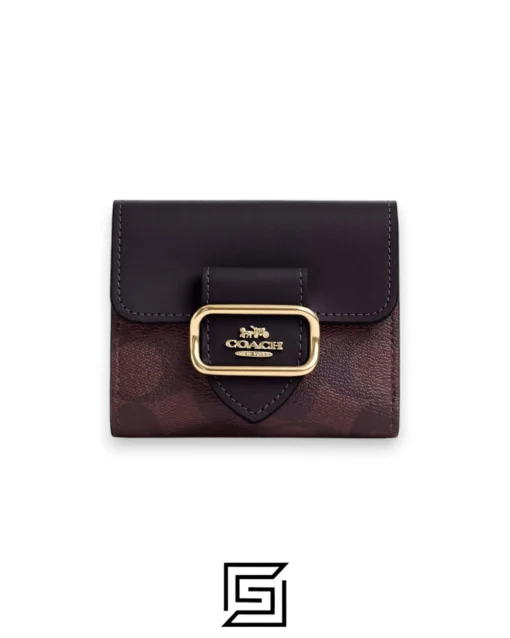 Collection,Leather,Wallets,Women Small Morgan Wallet Signature Canvas Style No. CM263 Marron Coach