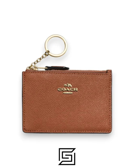 Leather,Wallets,Women Coach Snap Card Case F73867 Brown Coach