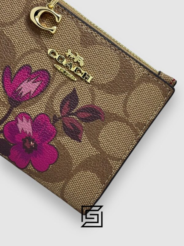 Leather,Wallets,Women Coach Snap Card Case In Desert Tulip Print with Pink Multi F76881 Coach