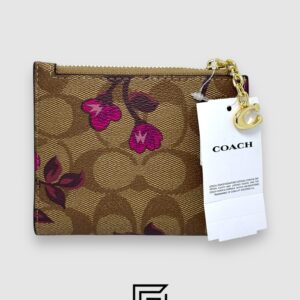 Leather,Wallets,Women Coach Snap Card Case In Desert Tulip Print with Pink Multi F76881 Coach