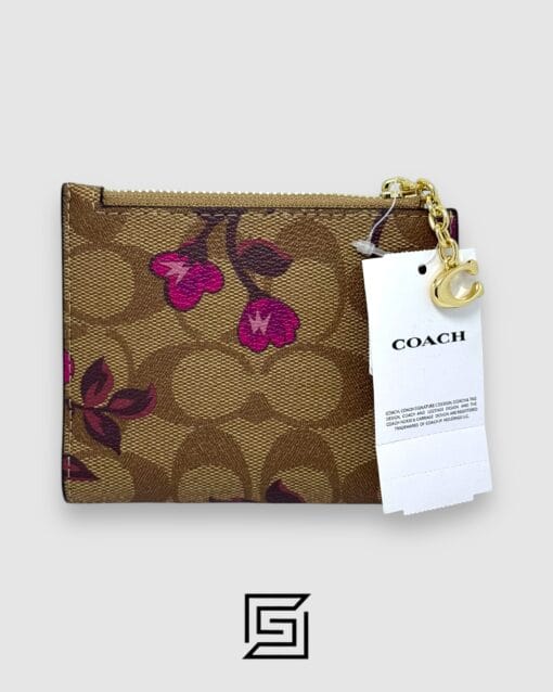 Leather,Wallets,Women Coach Snap Card Case In Desert Tulip Print with Pink Multi F76881 Coach