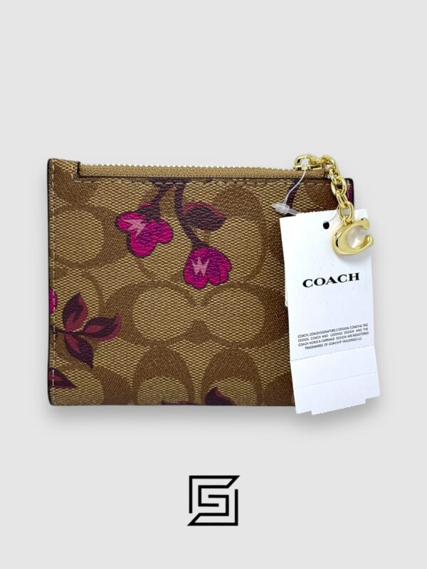 Leather,Wallets,Women Coach Snap Card Case In Desert Tulip Print with Pink Multi F76881 Coach