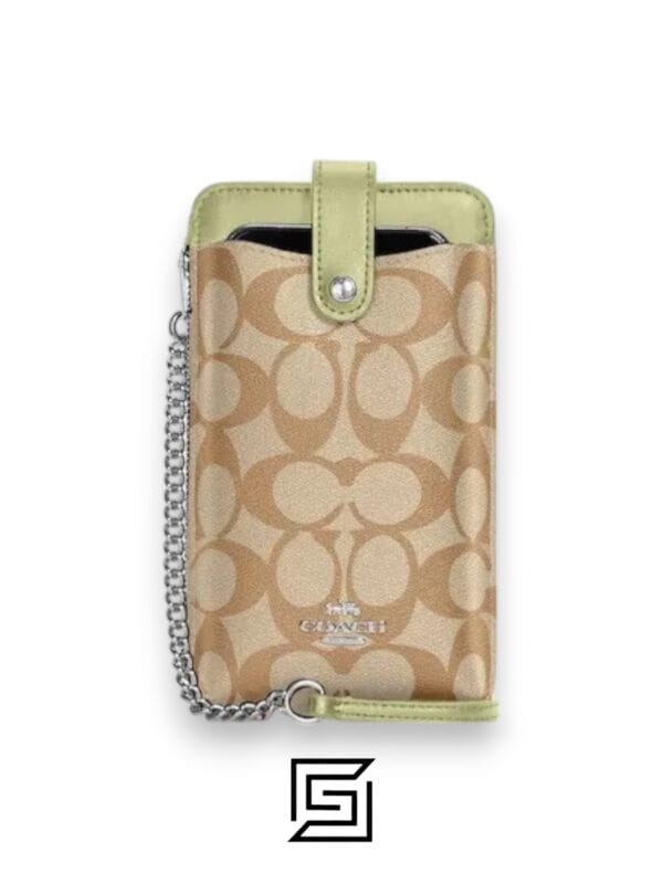 Leather,Wallets,Women Phone Crossbody In Signature Canvas Style Number C7397 khaki Green Coach