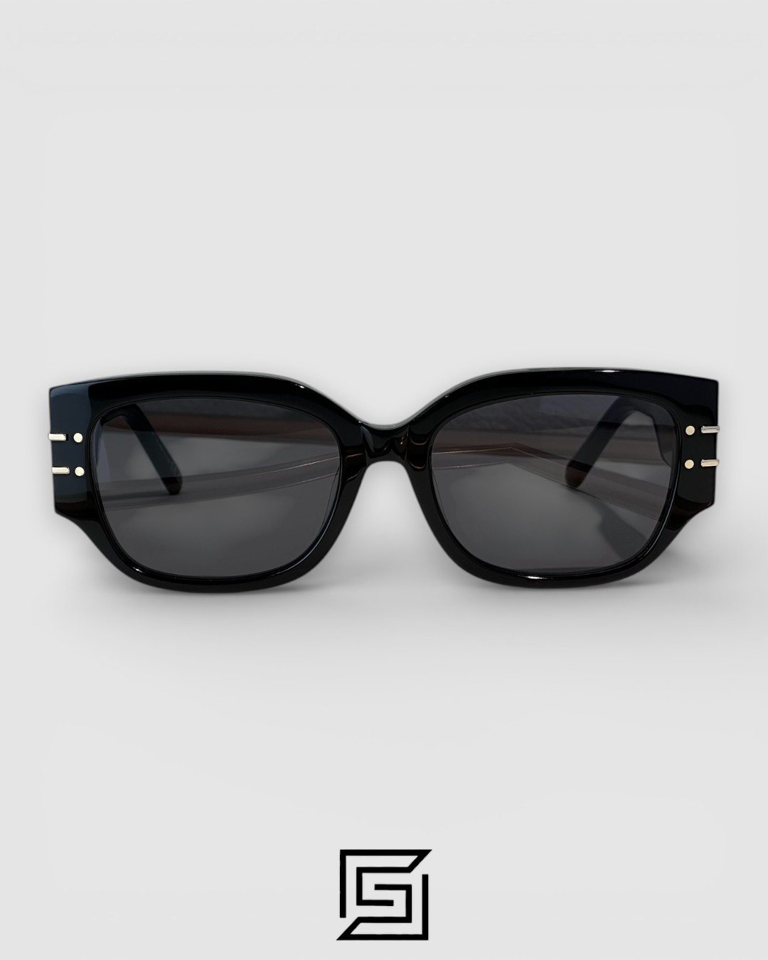 Dior Signature S13F Black Lenses and Black Frame with Gold Logo Luxury Sunglasses - Image 2