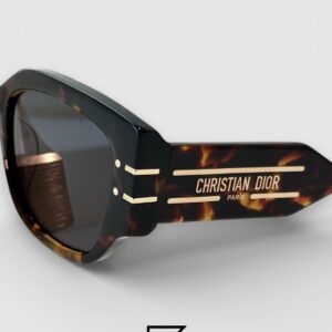 ⁦Dior Signature S13F Black Lenses and Tiger Brown Frame with Gold Logo Luxury Sunglasses⁩ - الصورة ⁦5⁩