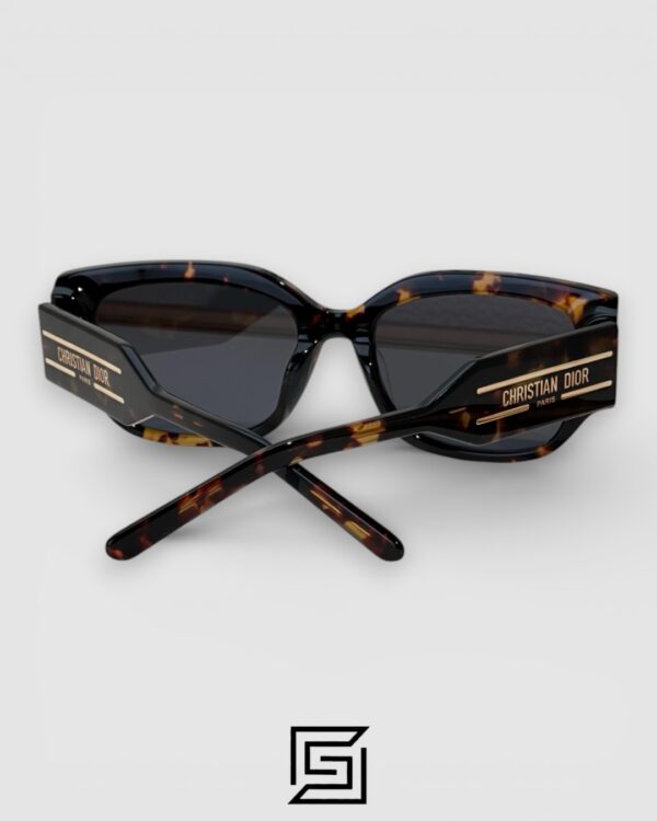 Dior Signature S13F Black Lenses and Tiger Brown Frame with Gold Logo Luxury Sunglasses