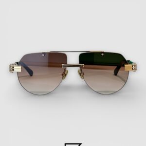 ⁦Bottega Veneta BV1342 001 Honey Lenses and Gold x Silver Frame Luxury Aviator Sunglasses⁩ - الصورة ⁦2⁩