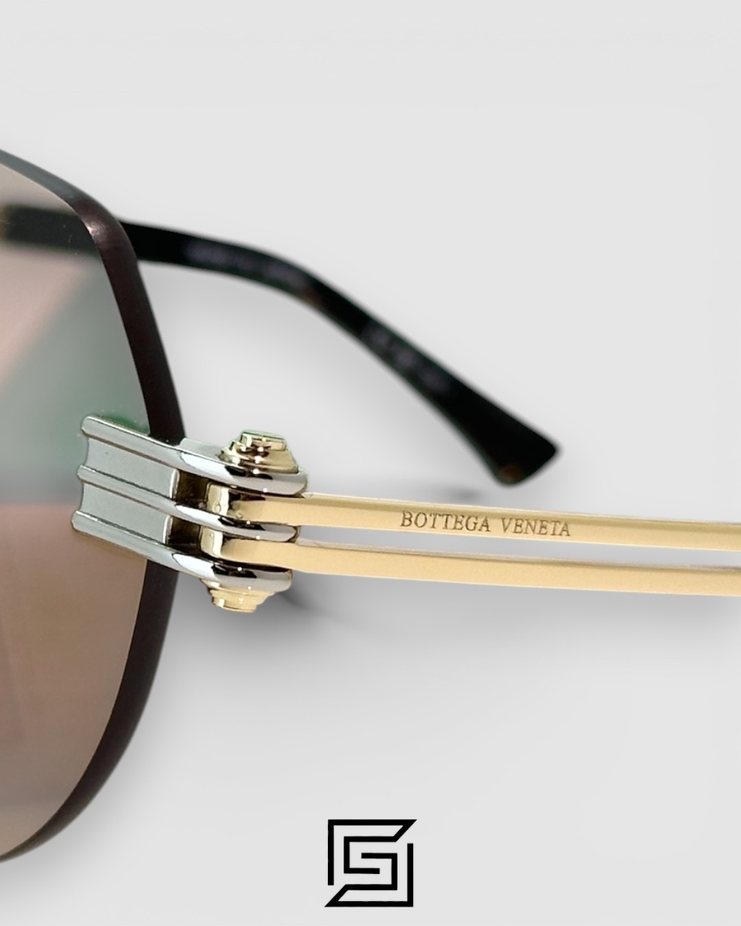 Bottega Veneta BV1342 002 Light Honey Lenses and Silver x Gold Frame Luxury Aviator Sunglasses - Image 6