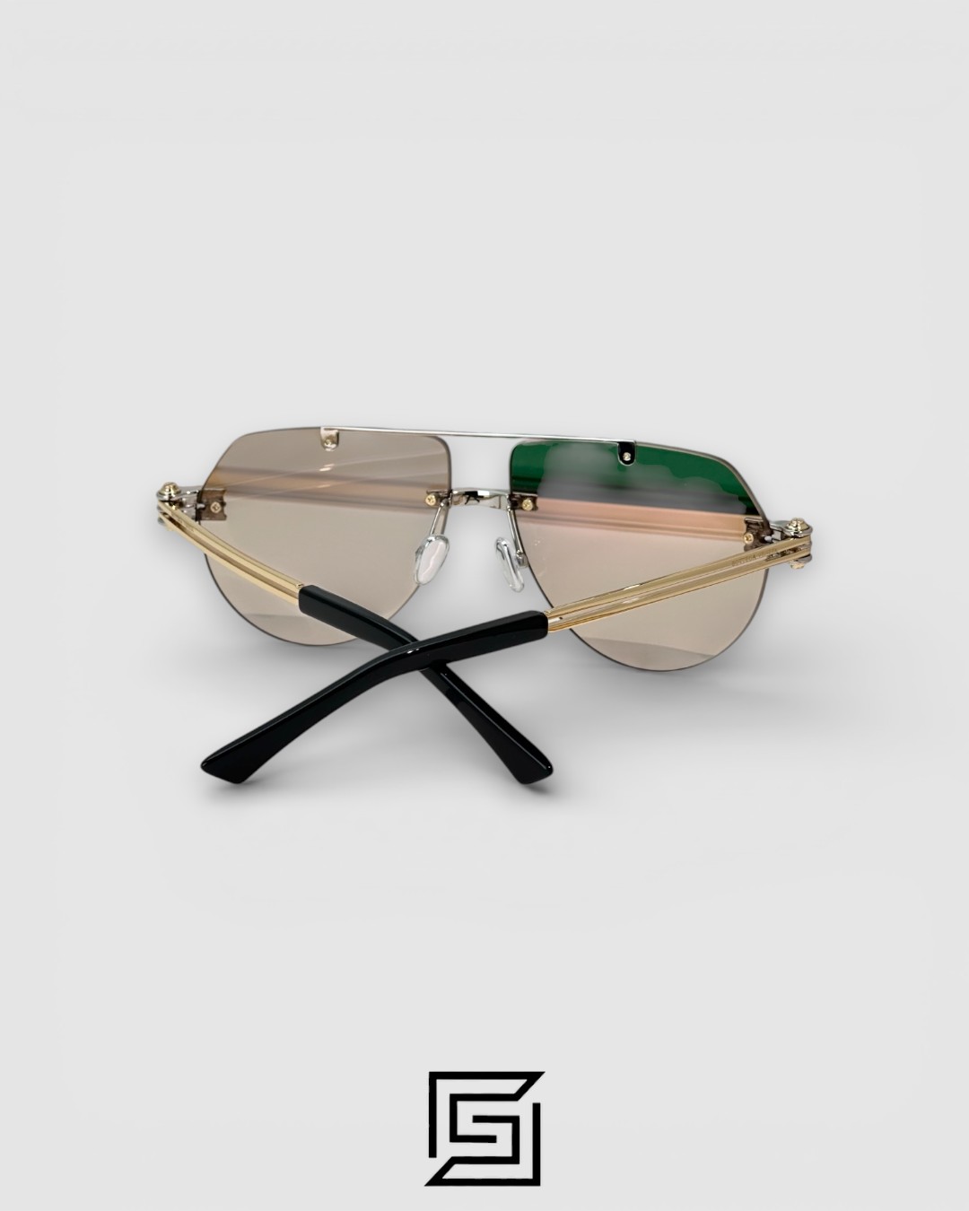 Bottega Veneta BV1342 002 Light Honey Lenses and Silver x Gold Frame Luxury Aviator Sunglasses - Image 4