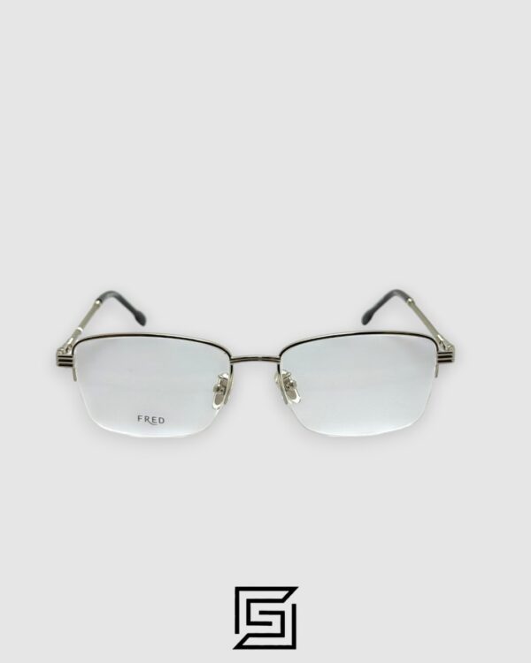 FRED FG50031U Optical Glasses - Half-Rim Shiny Silver Metal Frame