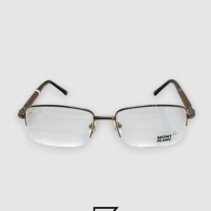 Montblanc MB534 Optical Glasses - Oxide Metal Half-Rim Frame with Wood-Textured Temples - Image 2
