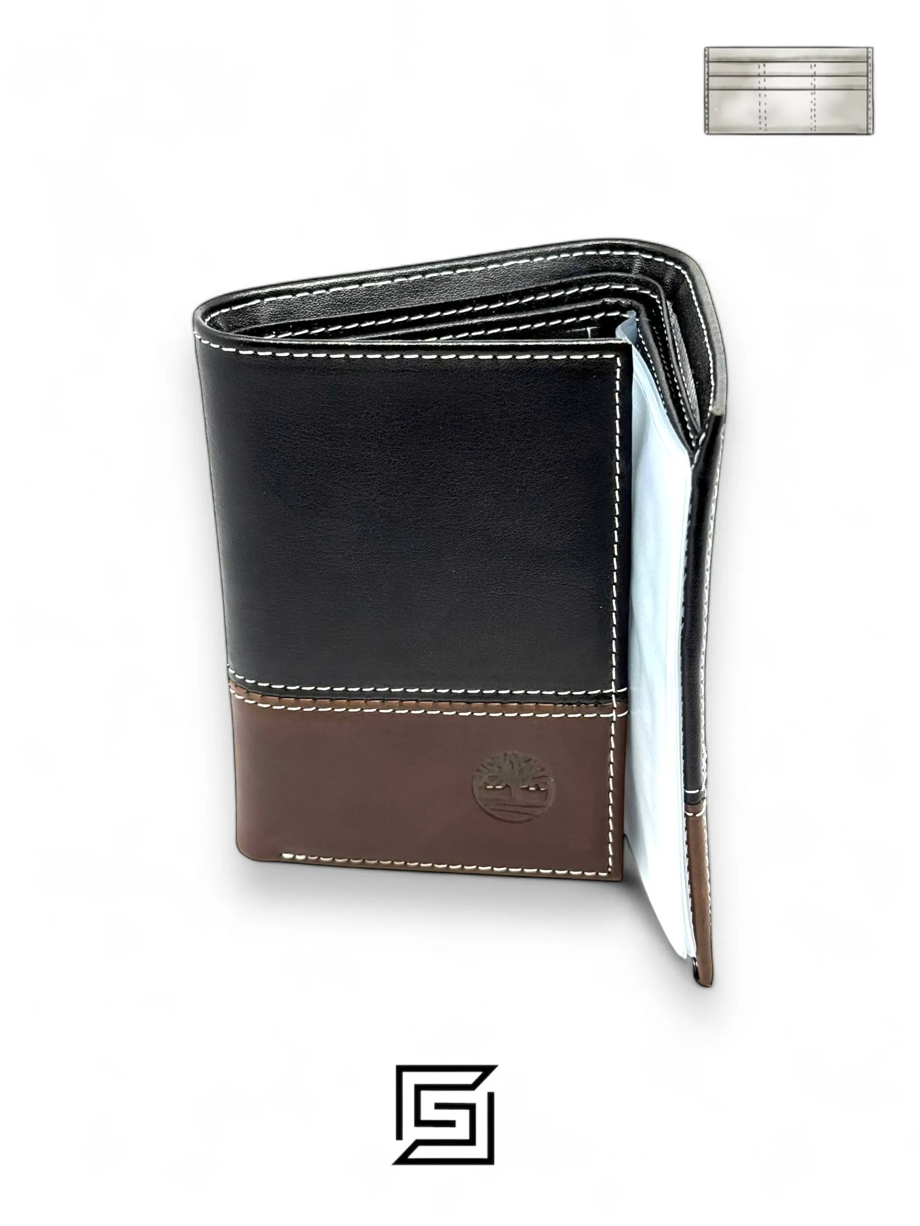 Leather,Wallets,Men wallets PASSCASE WALLET TRIFOLD 3 LINES/BROWN Timberland