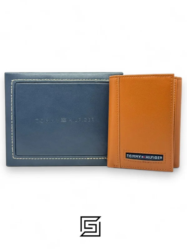 Leather,Wallets,Men wallets New Box TOMMY SINGLE WALLET TRIFOLD FLAT/BROWN Tommy Hilfiger