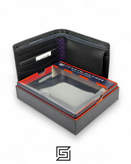 Leather,Wallets,Men wallets TOMMY SINGLE WALLET W METAL HILFIGER AND LOGO MIDDLE/BLACK Tommy Hilfiger